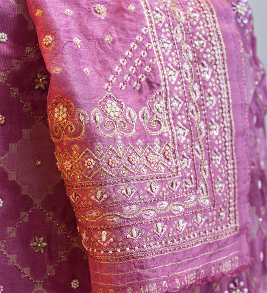 Banarsi pada silk set with zari hand embroidery - Ready to ship
