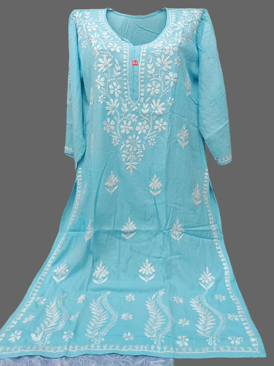 Long Rayon chikankari kurti - similar available                       Ready to Ship