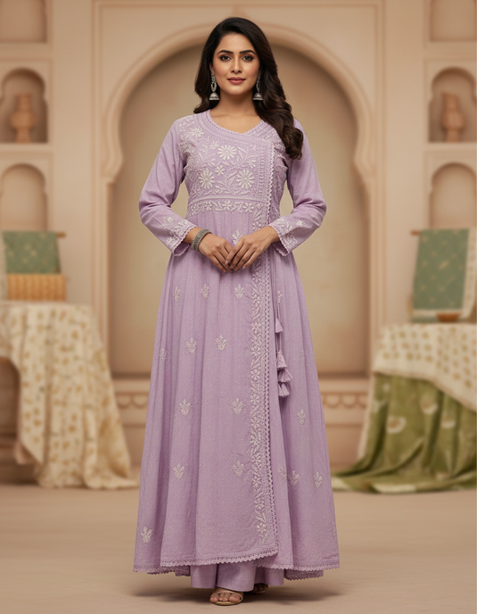 Cotton chikankari Angarkha - similar available                  Ready to Ship