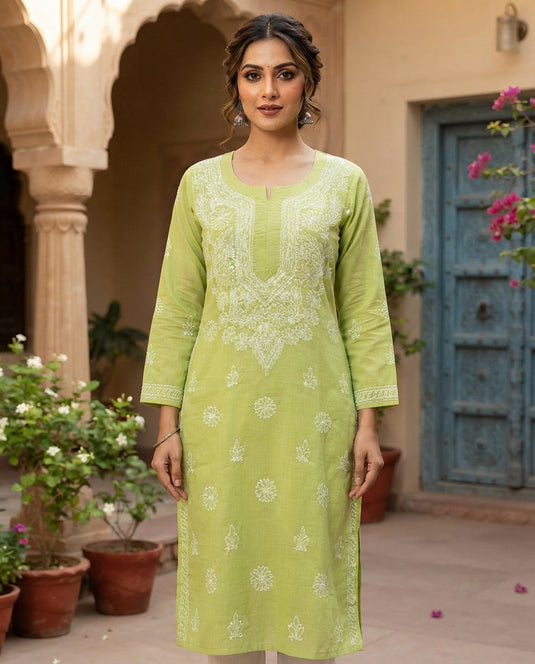 Cotton Rubia chikankari kurti : Ready to ship