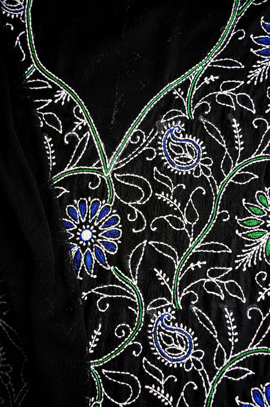 Black, green, and blue Aari chikankari hand Embroidery Suit    Ready to ship