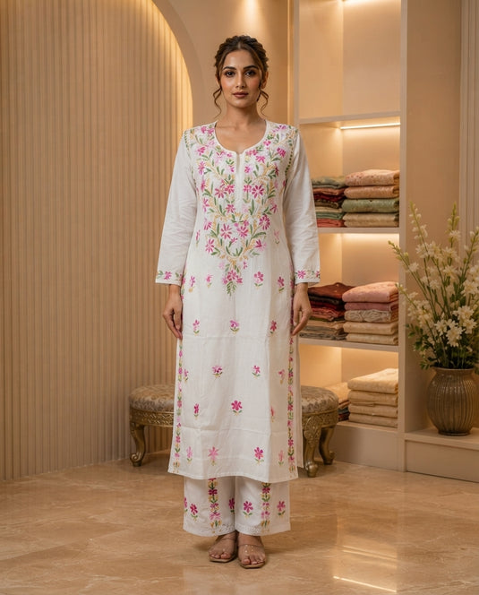Rayon Multicolor chikankari Plazo set,  Similar available -  Ready to ship