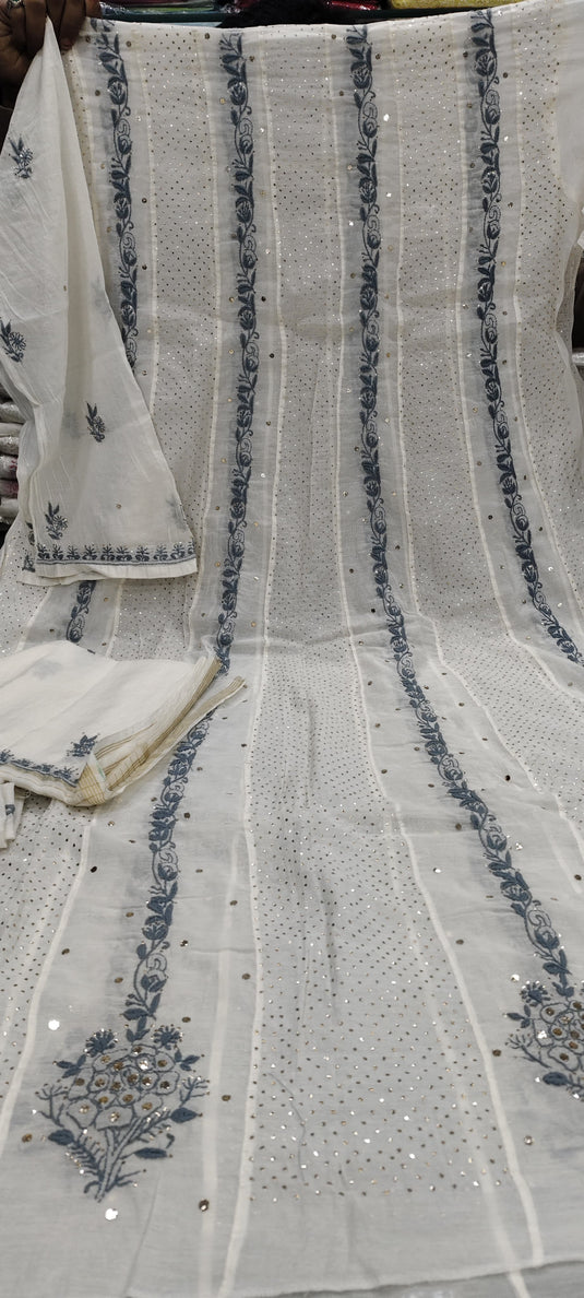 Chikankari and Aari hand embroidered Anarkali - Similar available