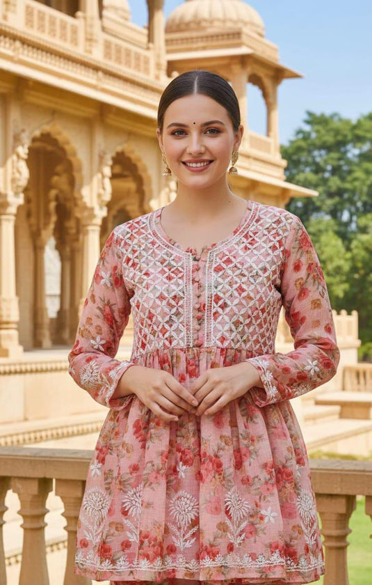 Short kota cotton chikankari kurti - Similar available - Ready to ship