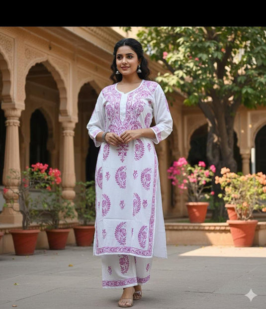 Rayon chikankari Plazo set - Similar available - Ready to ship