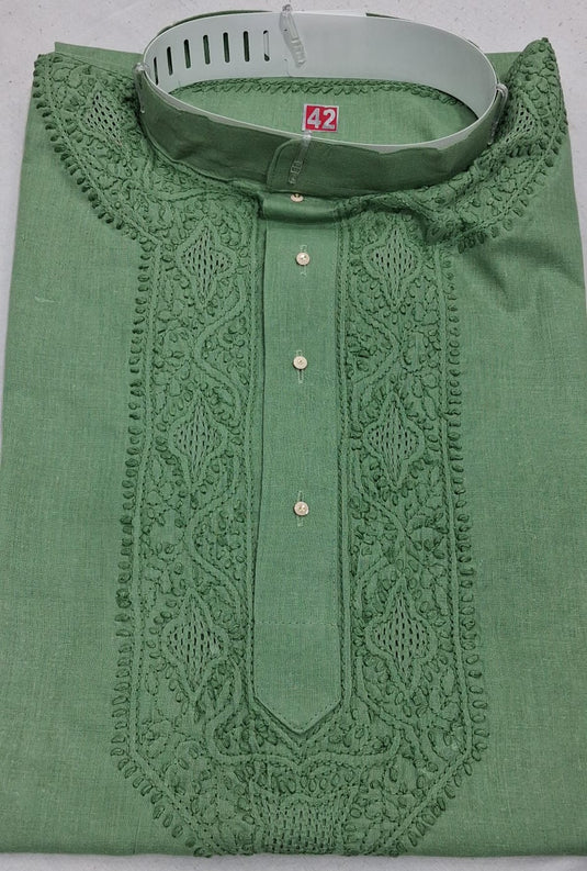 Men's cotton chikankari kurta: Ready to dispatch