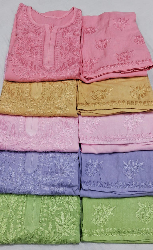Rayon chikankari kurti plazo set: Ready to ship