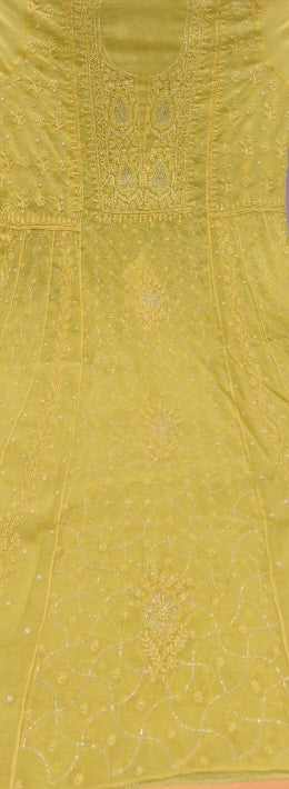 Chikankari and Aari hand embroidered Anarkali - Similar available