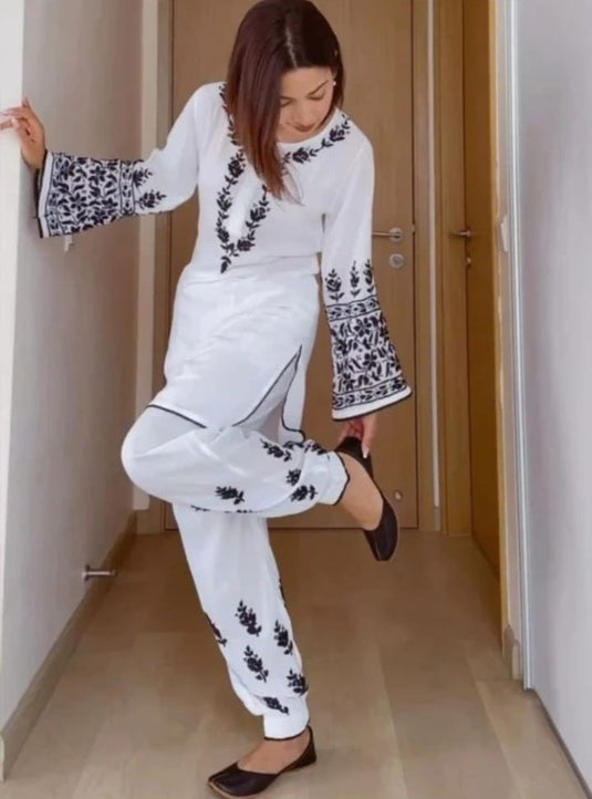 Rayon chikankari Afghani set - Similar available - Ready to ship