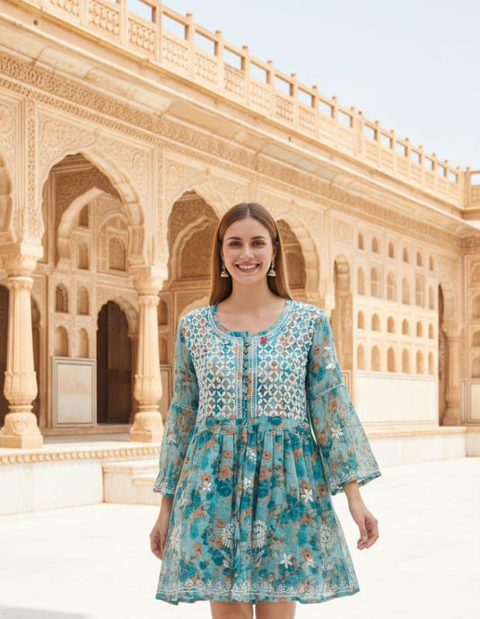 Short kota cotton chikankari kurti - Similar available - Ready to ship