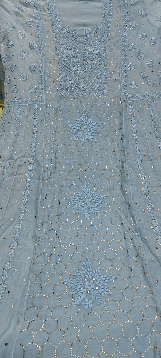 Chikankari and Aari hand embroidered Anarkali - Similar available