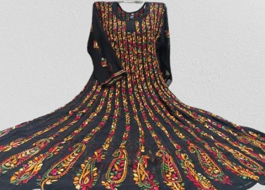 Chikankari and Aari hand embroidered Anarkali - Similar available