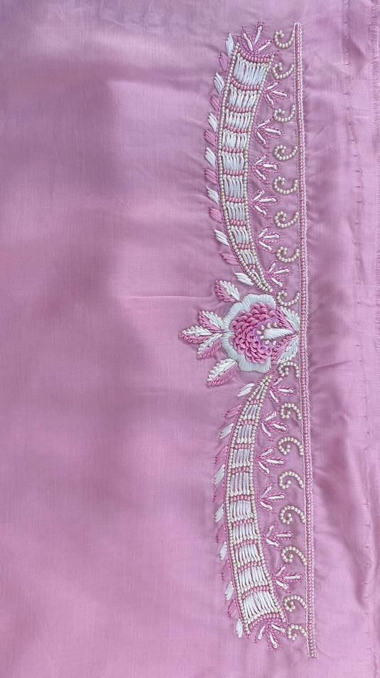 Pretty pink Aari beads hand Embroidery Suit