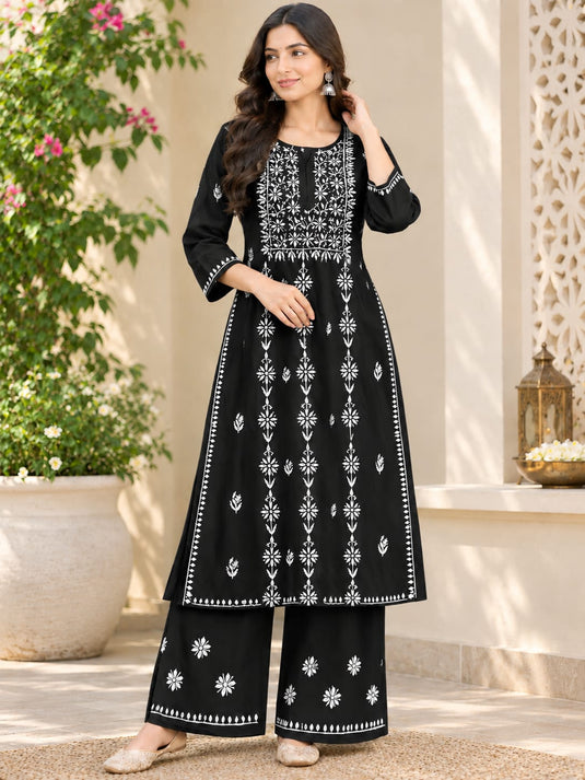 Chikankari Rayon Plazzo set, similar available - Ready to ship