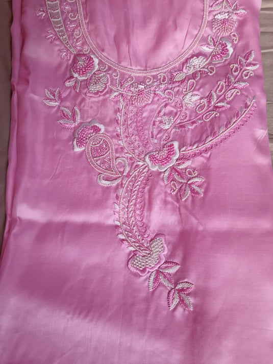 Pretty pink Aari beads hand Embroidery Suit