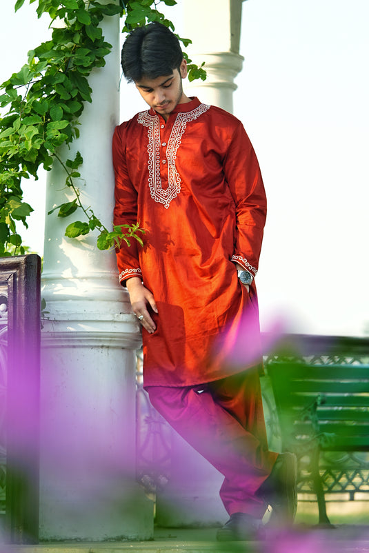 Men's Co ord set hand Embroidered with beads Aari work