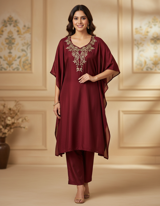 Elegant design for Kaftan or Kurti - Aari kasab hand Embroidery